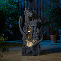 Glitzhome 4-Tiered Cascading Outdoor Water Fountain for Garden Patio Yard Mystical Gothic Dragon Water Fountains Outdoor with LED Lights & Pump, Large Floor Stand Fountain Dragon Waterfalls 36.5' H