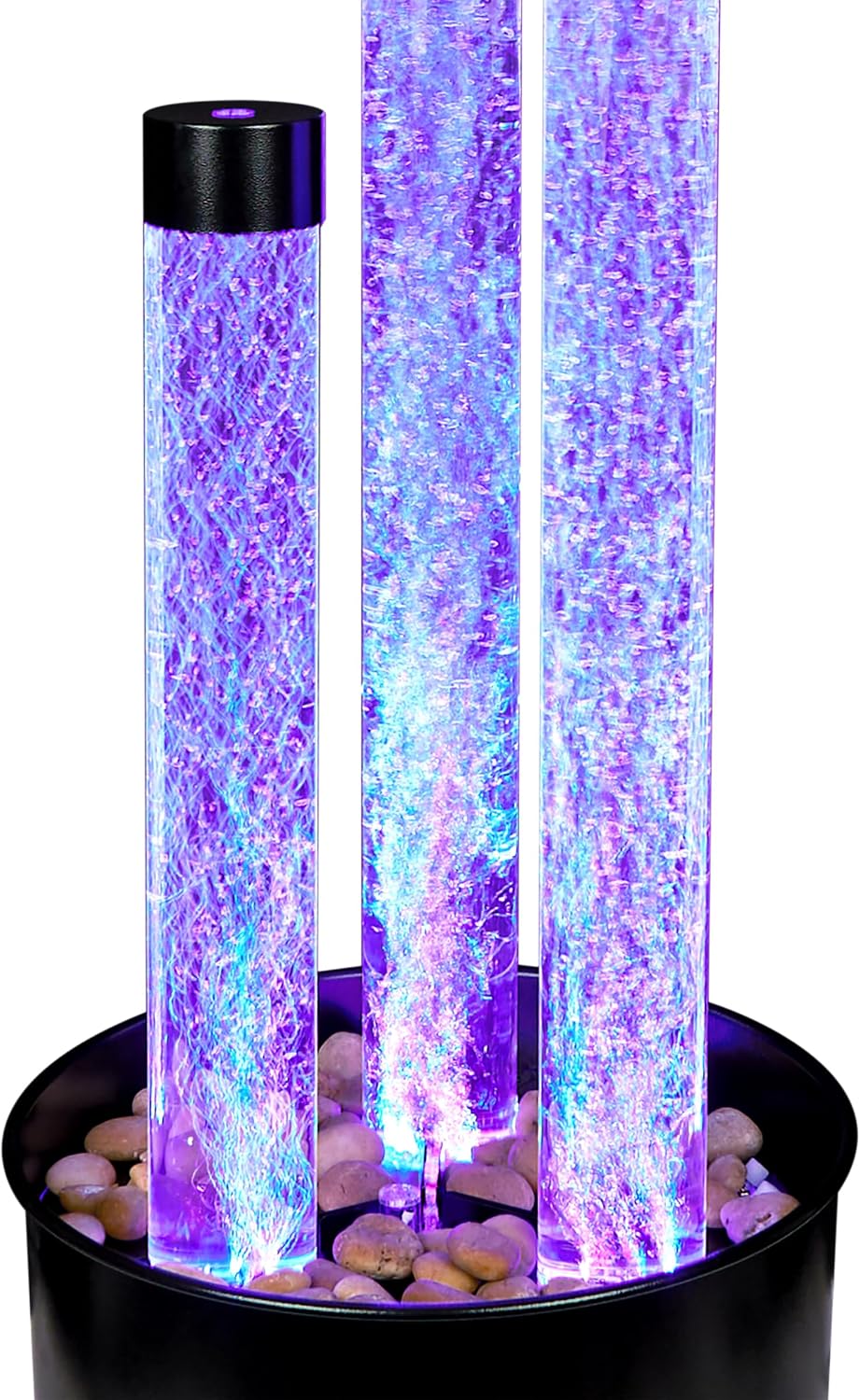Alpine Corporation MLT166BK 54' 3 Tier Acrylic Bubble Fountain with Remote Control and 16-Color LED Lights, Decorative Water Feature for Indoor/Outdoor Us, Black
