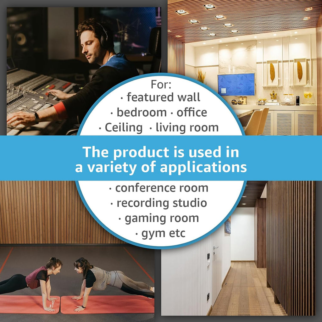 Art3d 2-Pack 94.5' x 24' Acoustic Wood Panels for Wall, 31 sq.ft Soundproof Wood Slat Panels, 3D Fluted Sound Absorbing Paneling for Interior Wall Decor, Living Room, Bedroom - American Walnut