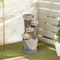 LuxenHome 22' Small Water Fountain Outdoor, Modern Resin Cascading Waterfall Fountains, Garden Fountain with Lights Garden Decor, Outdoor Water Fountains for Patio, Yard