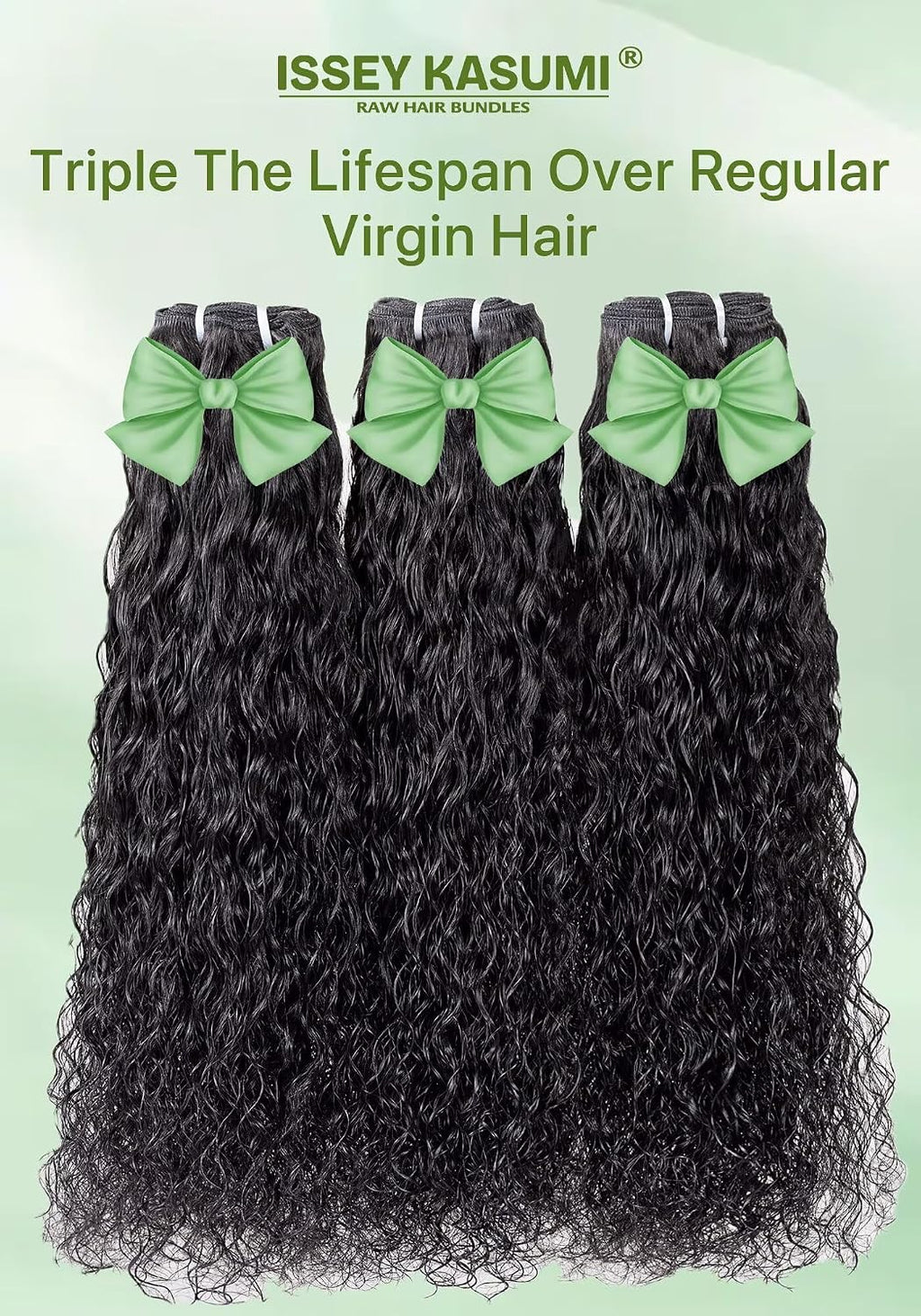 Water Wave Bundles Human Hair,Unprocessed Indian Raw Hair 3 Curly Bundles(14 14 14 Inch),Triple The Lifespan Over Regular Virgin Hair,No Tangle,No Shedding,Keep Soft and Silky After Multiple Washes