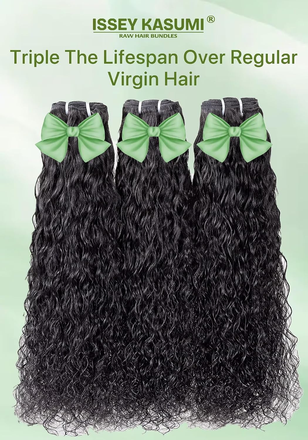 Water Wave Bundles Human Hair,Unprocessed Indian Raw Hair 3 Curly Bundles(14 14 14 Inch),Triple The Lifespan Over Regular Virgin Hair,No Tangle,No Shedding,Keep Soft and Silky After Multiple Washes