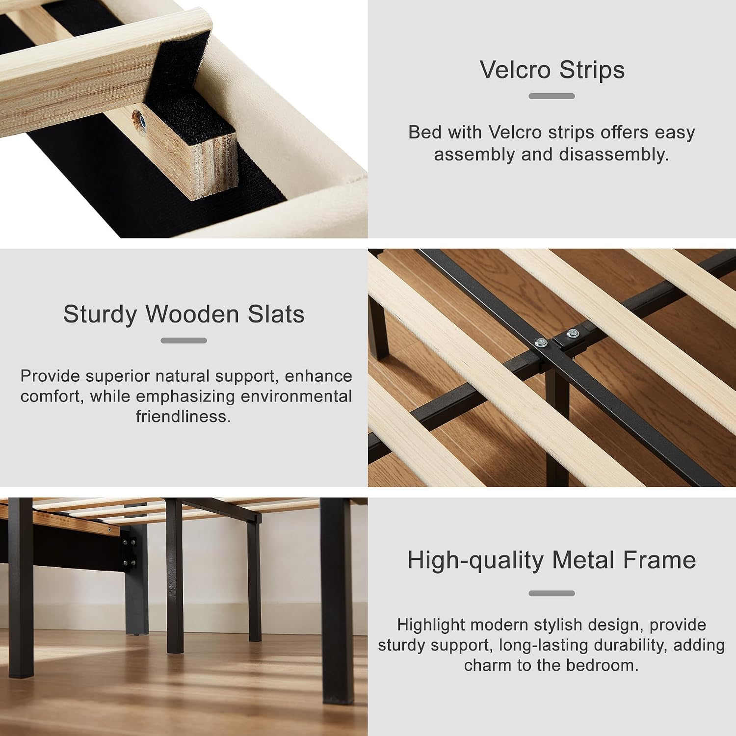 VECELO Upholstered Queen Size Bed Frame with Headboard Adjustable, LED Lights, USB-A & Type-C, Velvet Platform Bed Noise Free, Mattress Foundation with Wooden Slats, No Box Spring Needed, Beige