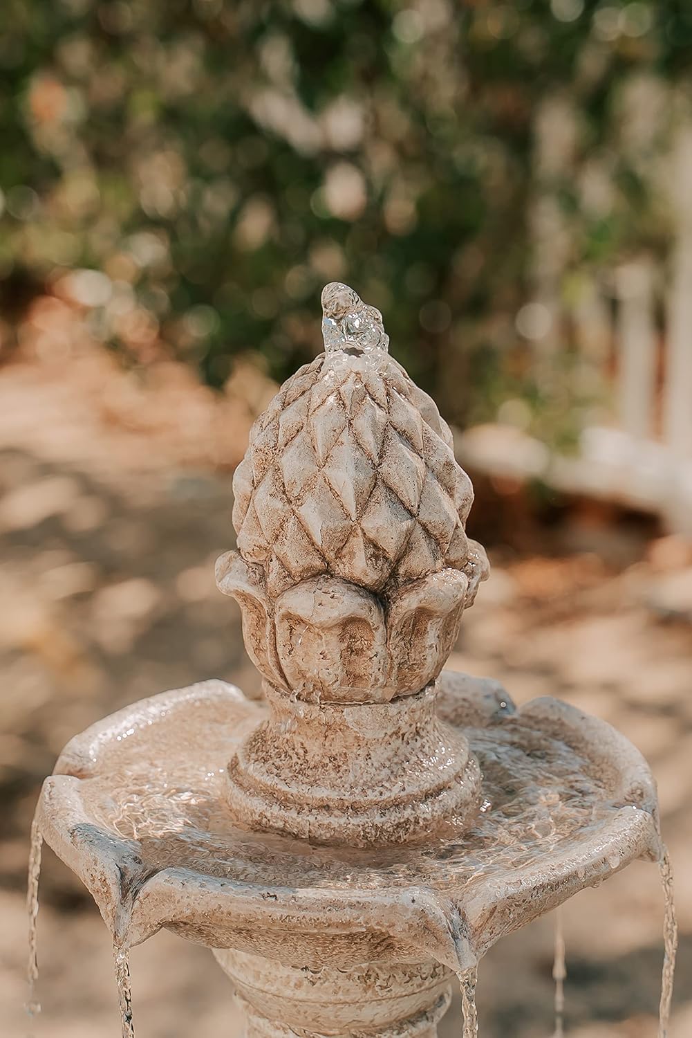 XBrand 51' 3-Tier Outdoor Freestanding Waterfall Fountain with Pump and Pineapple Finial, Beige