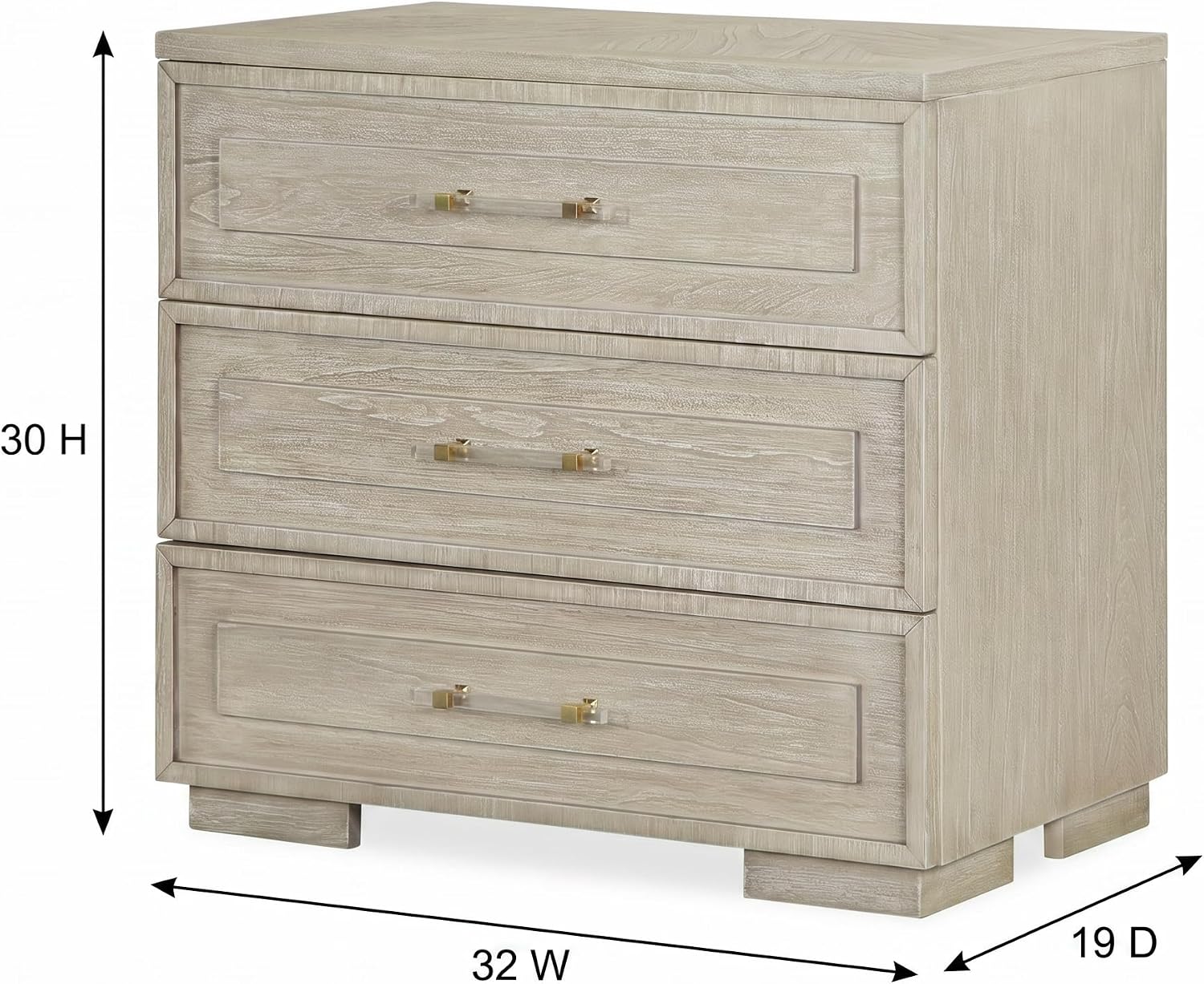 First of a Kind Celine Modern Nightstand - Wood Warm Finish Contemporary Bedside Table Clean Lines, Sleek Handles 32 Inch - Bedroom Furniture for Coordinated Interiors