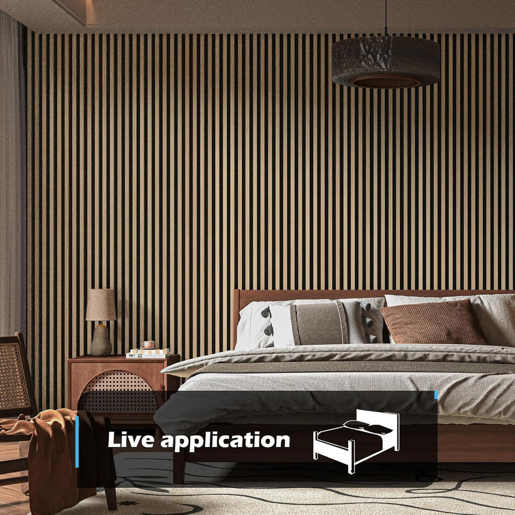 Art3d 2-Pack 94.5' x 24' Acoustic Wood Panels for Wall, 31 sq.ft Soundproof Wood Slat Panels, 3D Fluted Sound Absorbing Paneling for Interior Wall Decor, Living Room, Bedroom - Peach