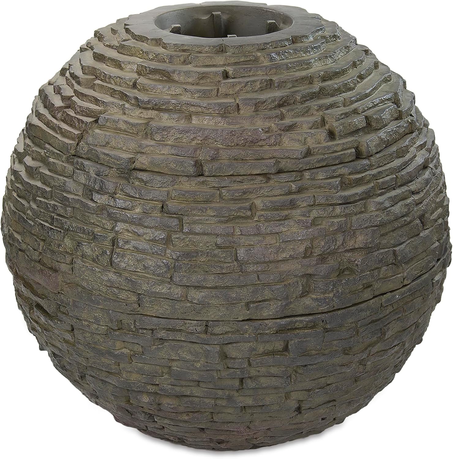 Aquascape Stacked Slate Sphere Fountain, 32 Inch Diameter (81 cm), Lightweight Fiber-Resin Composite Decorative Water Feature, Includes Tubing for Easy Setup, 78288