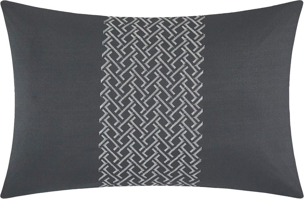 Stratford Park Chev Pintuck 7-Piece Reversible Comforter Bedding Set Grey, King, 100% Polyester