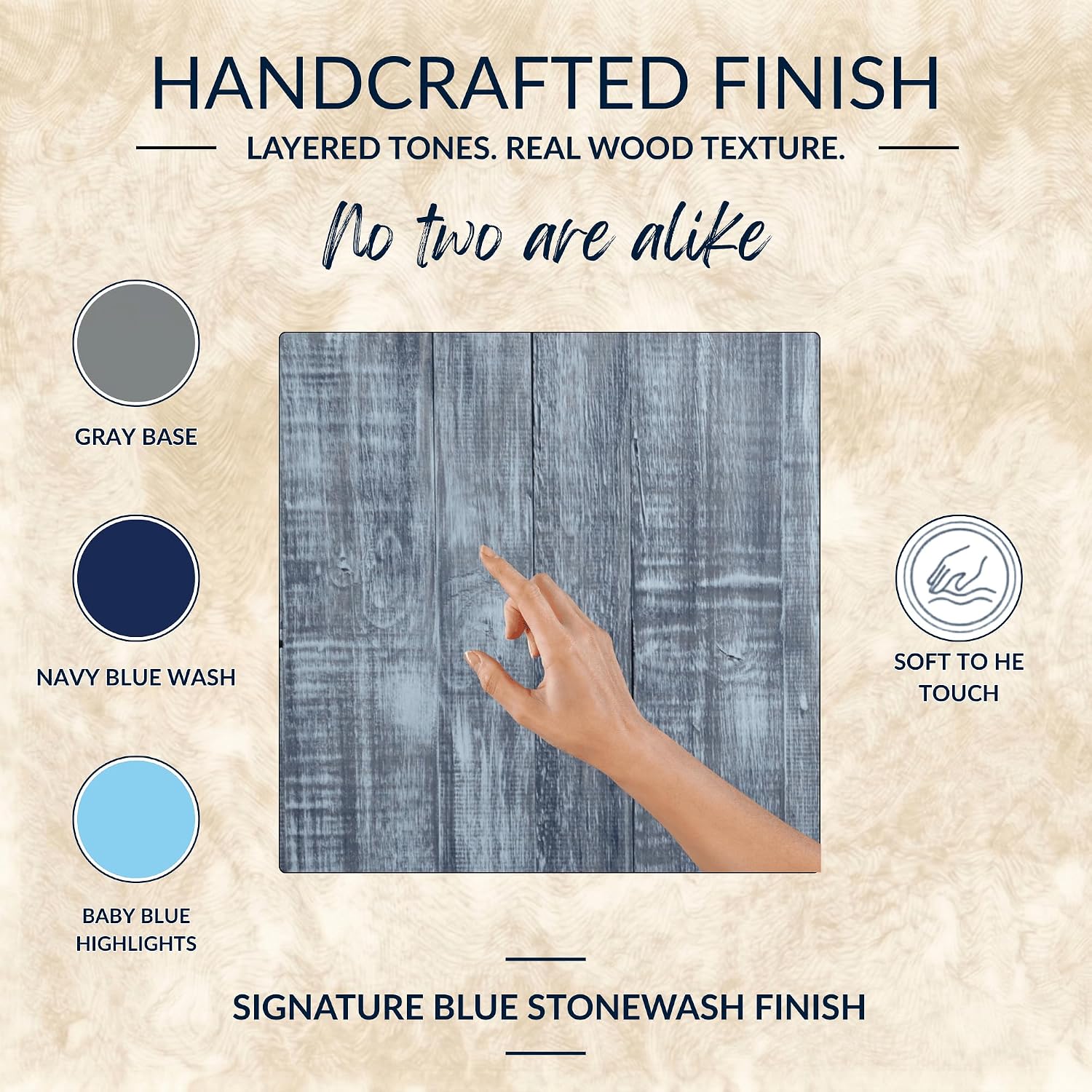 Barn Walls Queen Wood Headboard - Blue Stonewash Farmhouse Design - Wall Mounted Floating Headboard for Queen Bed - Handcrafted Solid Wood - Easy No-Drill Installation