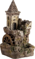 Alpine Corporation USA1164 Outdoor Floor Tiered Fairy Castle Waterwheel Water Fountain with Realistic Stone Look, 35', Brown