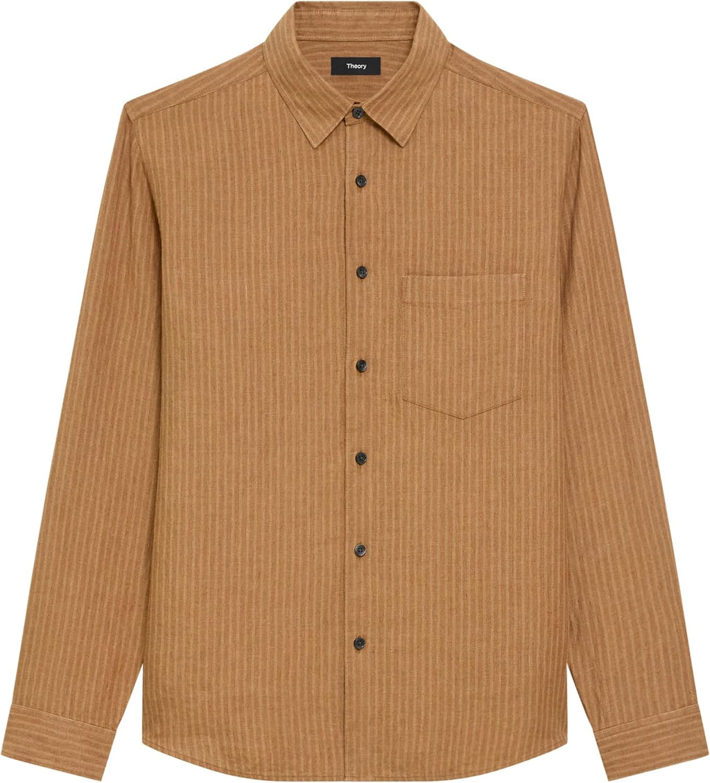 Theory Men's Theory Men's Irving Long Sleeve Button Down Woven in Summer Stripe Linen