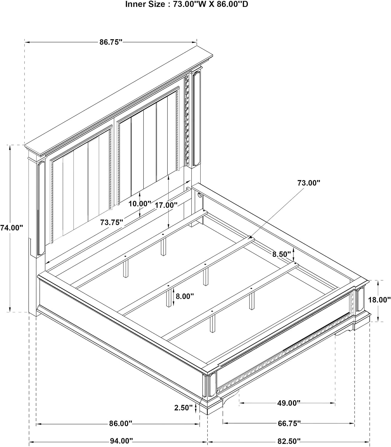 Coaster Home Furnishings - McKinney - Wood - 4-Piece Bedroom Set with Crown Moldings and USB Ports - Bedroom - California King Size - Vintage White - 215871KW-S4