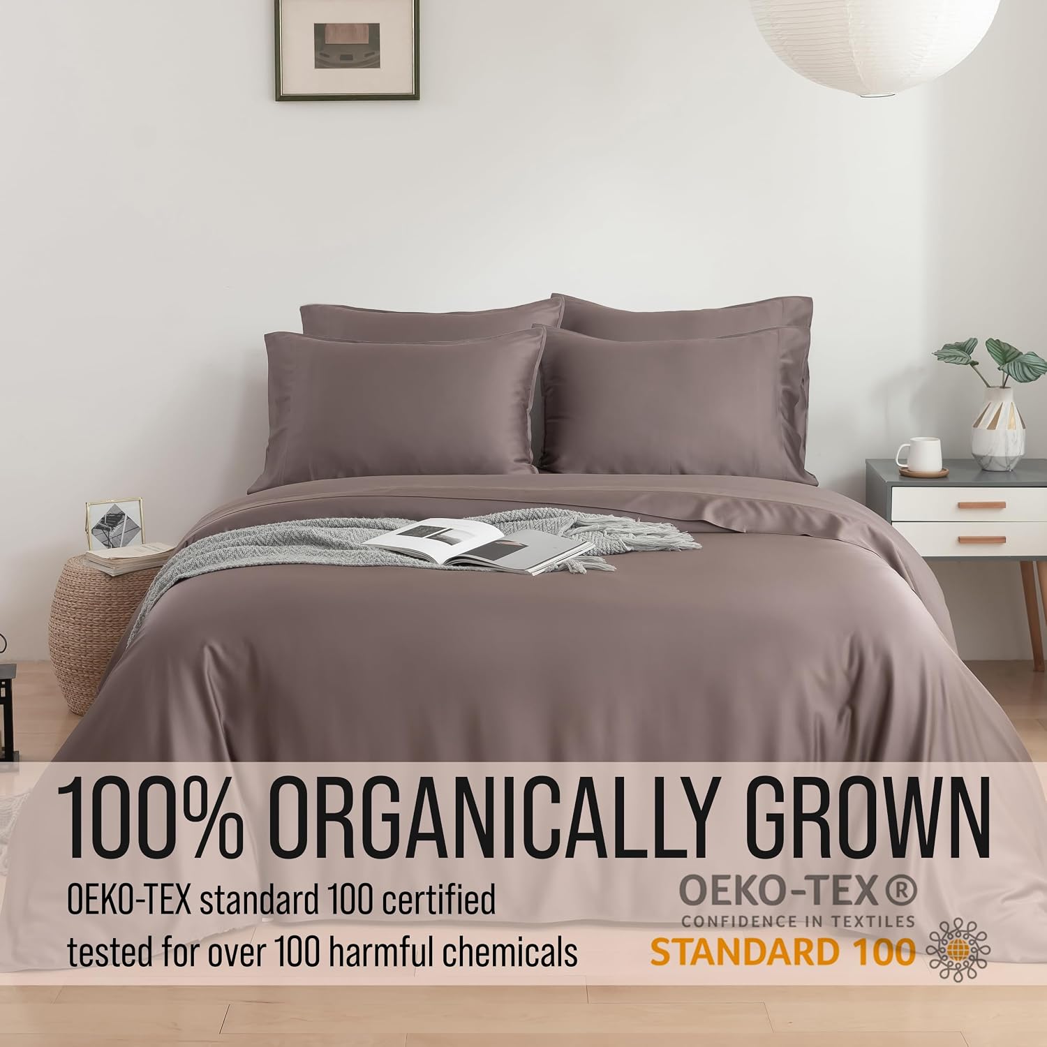 Bella Coterie 6 Piece Luxury Bamboo Viscose King Size Sheet Set | 100% Organically Grown | Cooling for Hot Sleepers | 18' Deep Pocket | Soft & Hypoallergenic | 4 Pillowcases [Mocha]