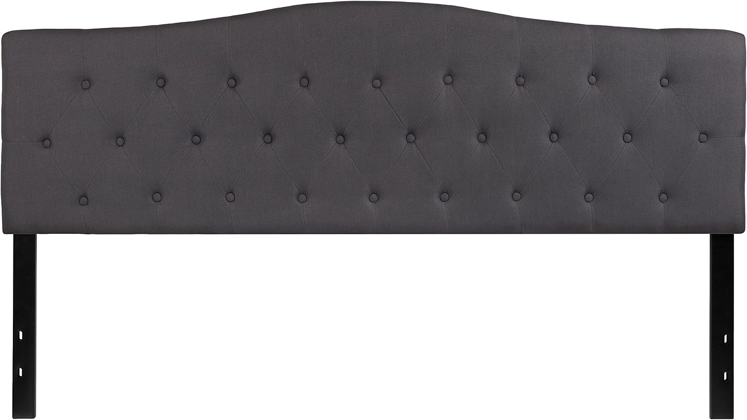 EMMA + OLIVER Tufted Upholstered King Size Headboard in Dark Gray Fabric