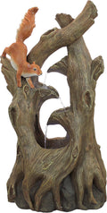 Water Fountain with LED Light - Nearly 3 Foot Tall Tree Squirrel Garden Decor Fountain - Outdoor Water Feature