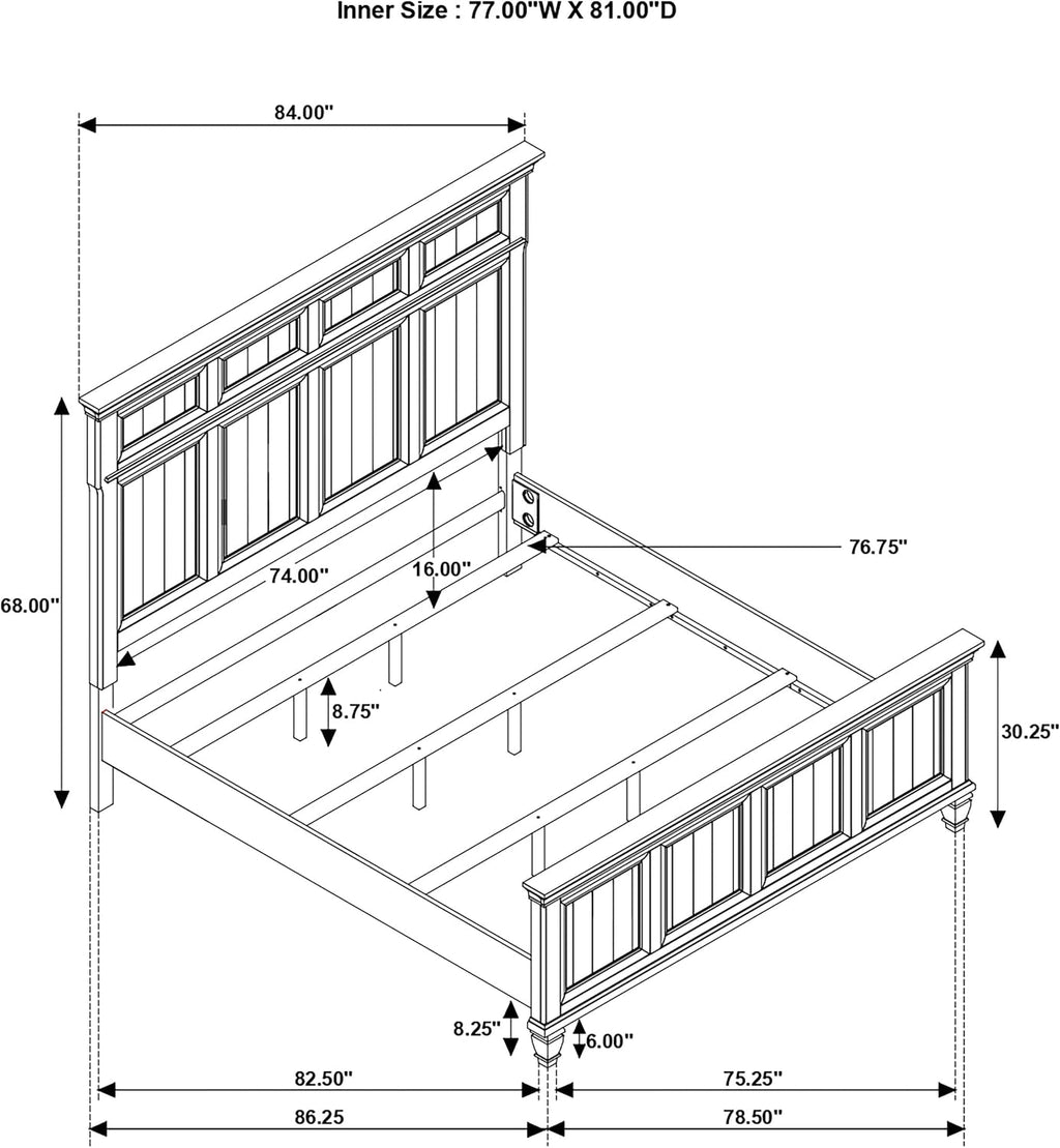 Coaster Home Furnishings Avenue Farmhouse 5-Piece Bedroom Set Eastern King Size Panel Bed Frame 68-inch Headboard Weathered Grey 224031KE-S5