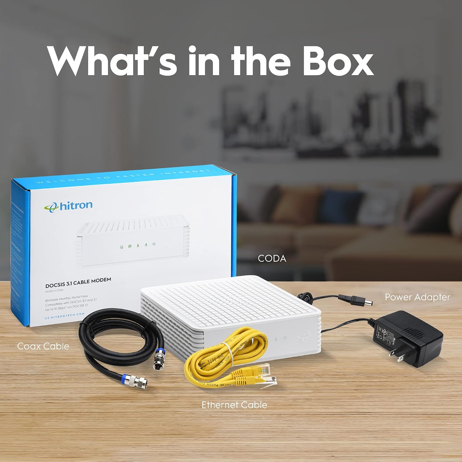 Hitron CODA DOCSIS 3.1 - Cable Internet ONLY (NOT Compatible with Fiber/DSL) | Up to 1 Gbps Cable Modem | Requires WiFi Router | Xfinity, Spectrum, Cox Certified