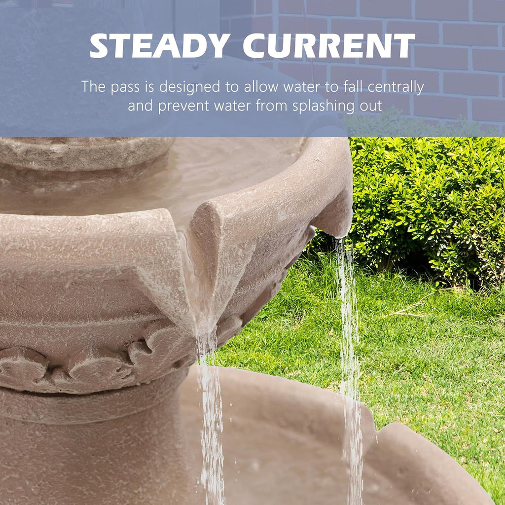 Grepatio Italian Outdoor Water Fountain, 48.4' H Bubbler Garden Waterfalls Fountains, 3 Tiered Roman Pillar Floor Water Fountain for Indoor, Yard, Lawn and Garden Décor