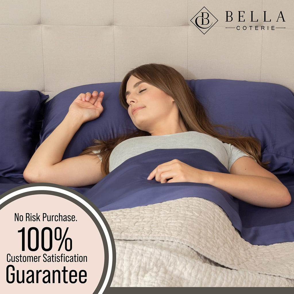 Bella Coterie 6 Piece Luxury Bamboo Viscose King Size Sheet Set | 100% Organically Grown | Cooling for Hot Sleepers | 18' Deep Pocket | Soft & Hypoallergenic | 4 Pillowcases [Twilight Blue]