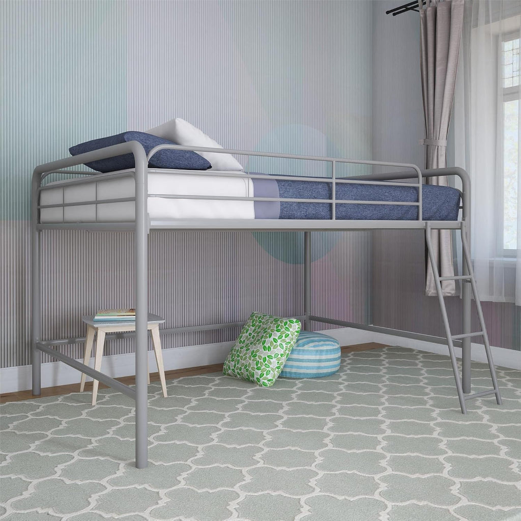 DHP Jett Junior Full Metal Loft Bed, Silver