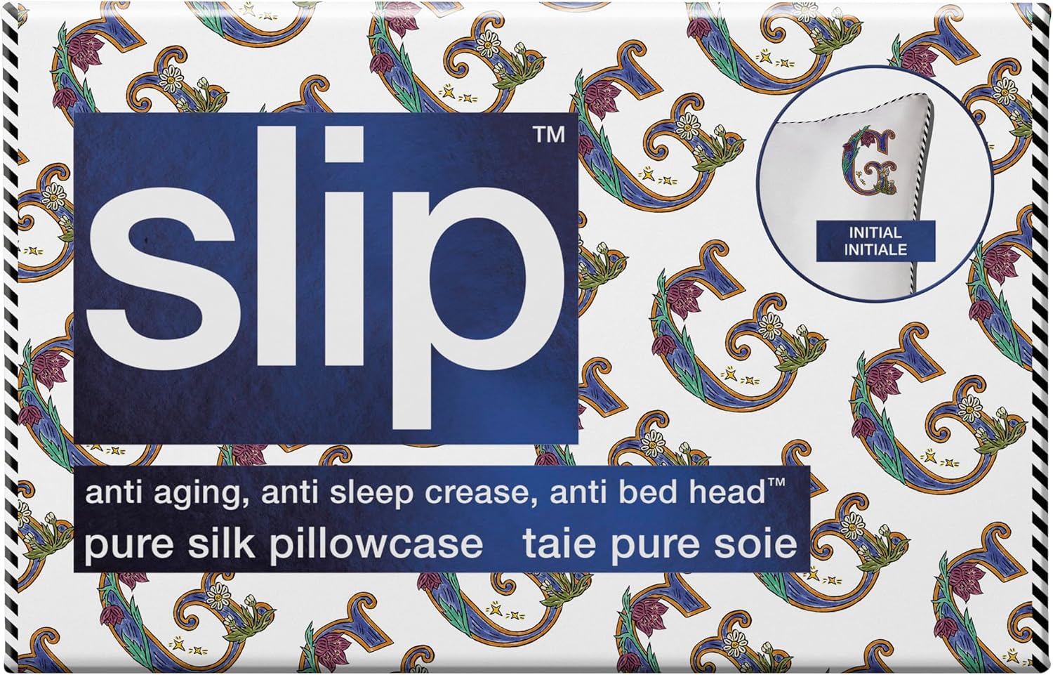 slip The Original Queen Pure Silk Pillow Case - 100% Pure 22 Momme Mulberry Silk - Queen Standard Size - Anti-Aging, Anti-BedHead, Anti-Sleep Crease, Initial Collection: Letter G (20' x 30')