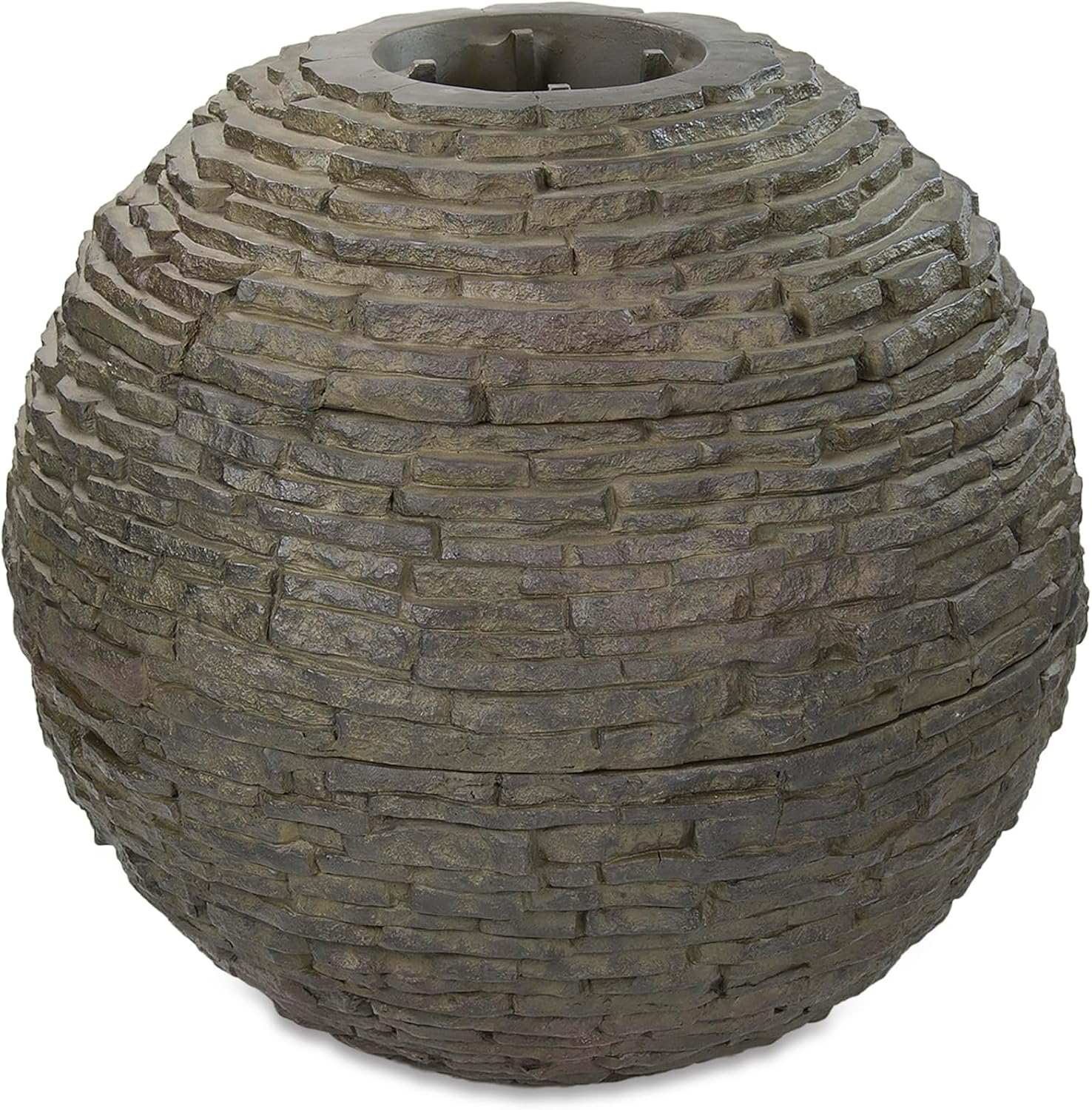 Aquascape Stacked Slate Sphere Fountain, 24 Inch Diameter 61 cm, Lightweight Fiber-Resin Composite Decorative Water Feature, Includes Tubing for Easy Setup, 78287