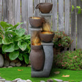 32.8' H 4-Tier Modern Outdoor Water Fountain - LED Lighted Indoor Outdoor Garden Fountains and Waterfalls for Garden, Patio, Backyard, Deck, Porch and Home Art Decor