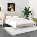 Novogratz Holly Upholstered Wingback Bed Frame, Queen, Ivory Velvet