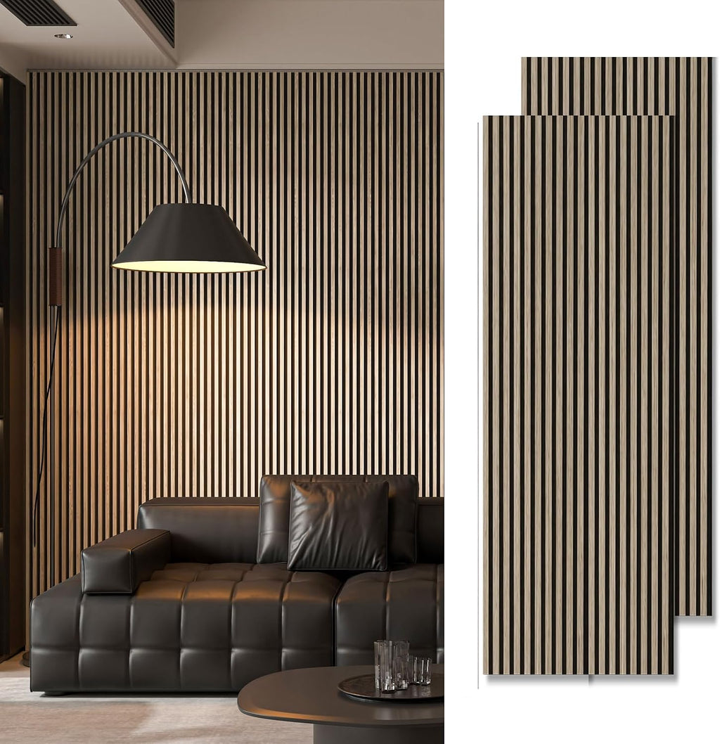 Art3d 2-Pack 94.5' x 24' Acoustic Wood Panels for Wall, 31 sq.ft Soundproof Wood Slat Panels, 3D Fluted Sound Absorbing Paneling for Interior Wall Decor, Living Room, Bedroom - Peach