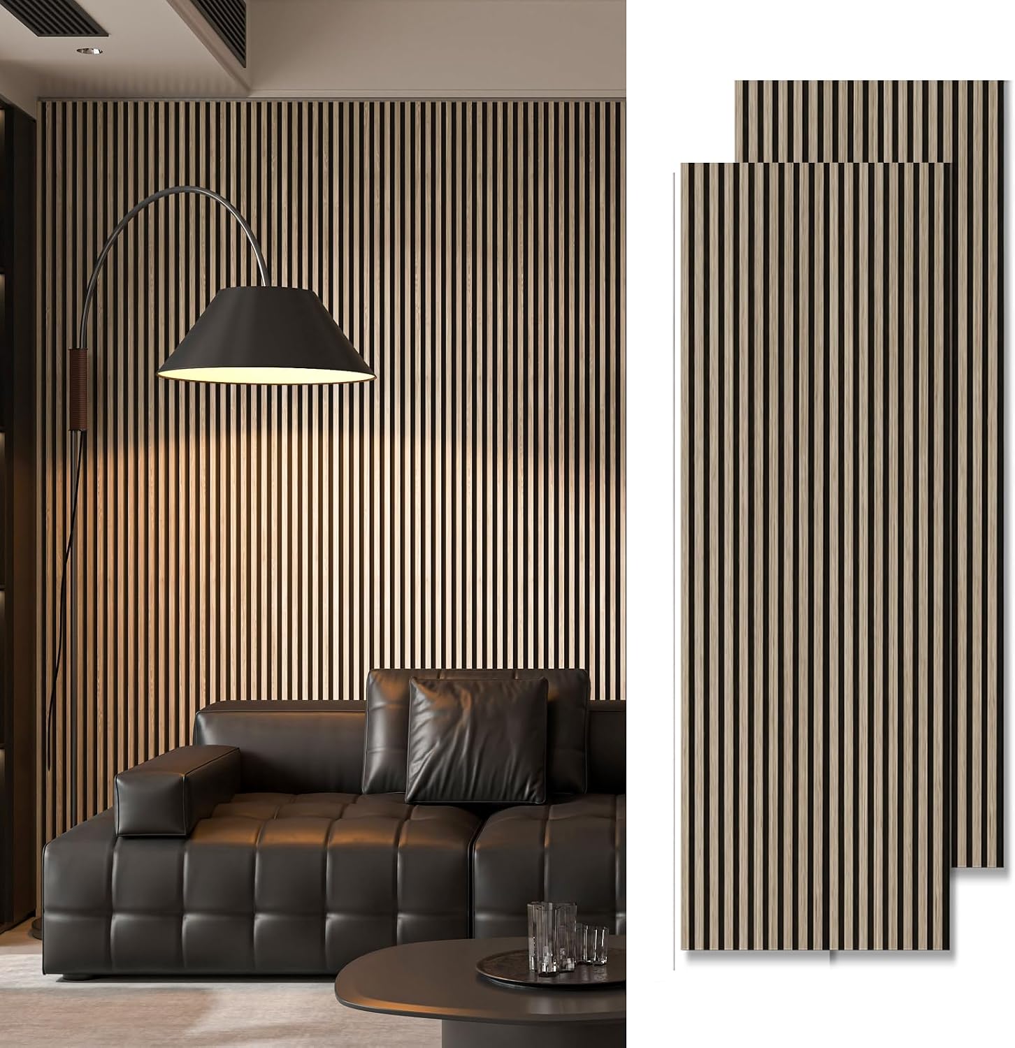Art3d 2-Pack 94.5' x 24' Acoustic Wood Panels for Wall, 31 sq.ft Soundproof Wood Slat Panels, 3D Fluted Sound Absorbing Paneling for Interior Wall Decor, Living Room, Bedroom - Peach