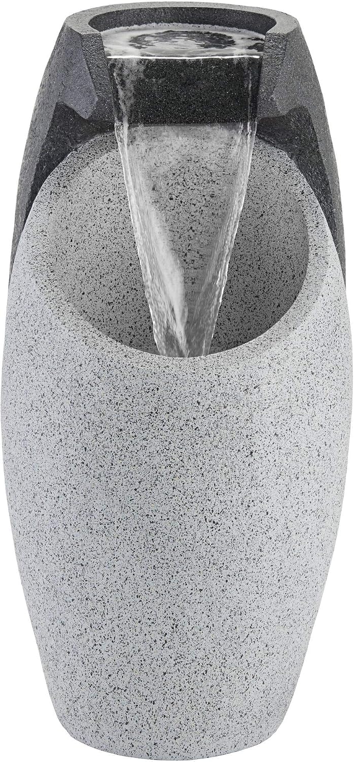 Waterfall 25' High Large Modern Indoor Outdoor Decor Faux Stone Floor Fountain with Light LED Pot Standing Water Feature for Outside Garden Patio Yard Backyard Porch Deck Relaxation - John Timberland