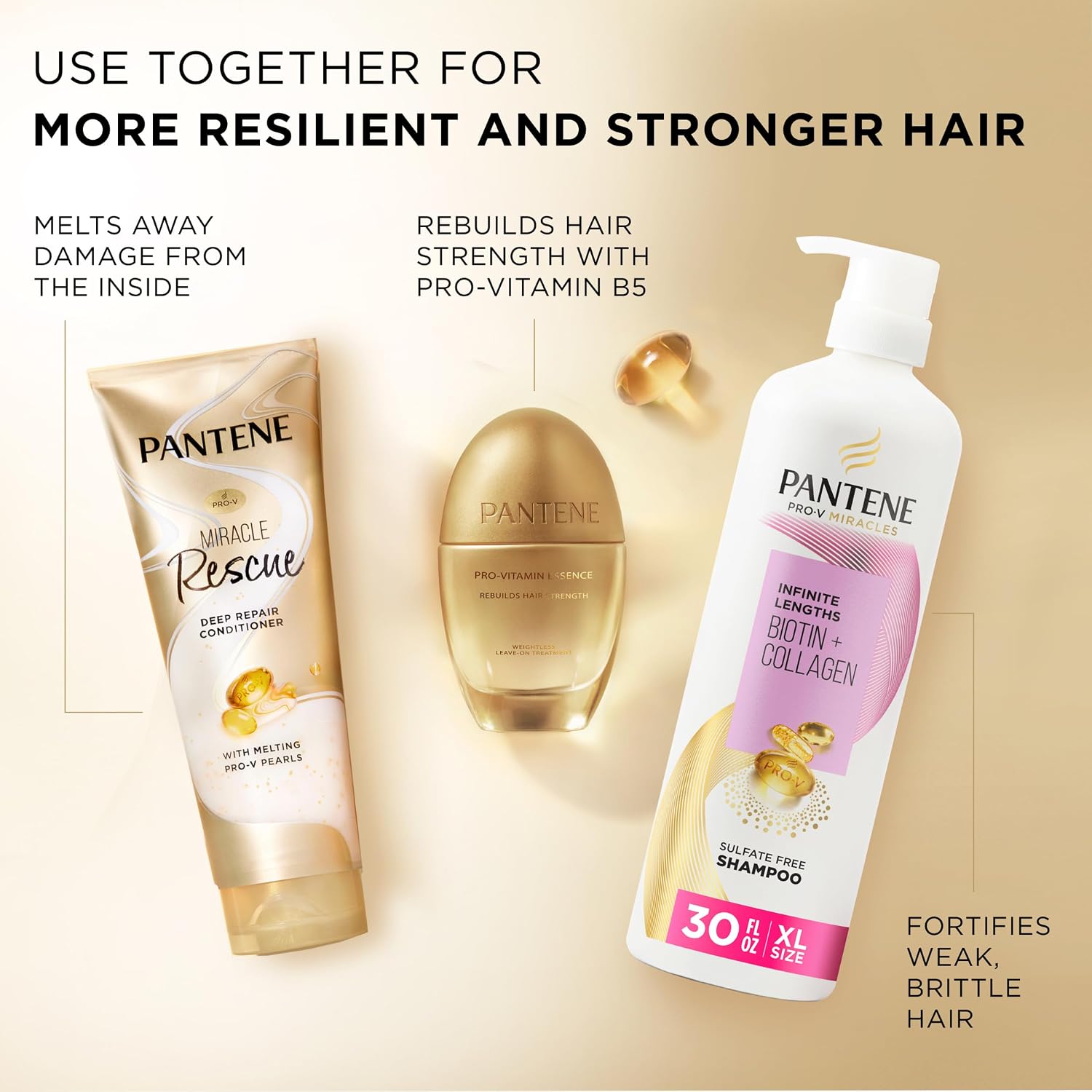 Pantene Miracle Rescue Deep Conditioner with Melting Pro-V Pearls - For Dry,Damaged,or Color-Treated Hair - Intense Moisture & Repair - 8.0 Oz,(Pack of 12)