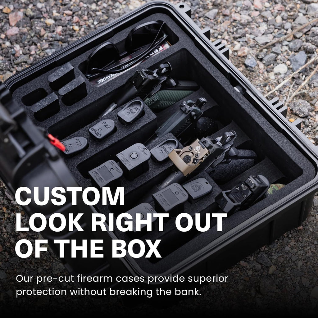 Condition 1 16' Pistol Case, Model 179, Heavy Duty Waterproof Hard Gun Case with Slot Mag with Pre-Cut Foam