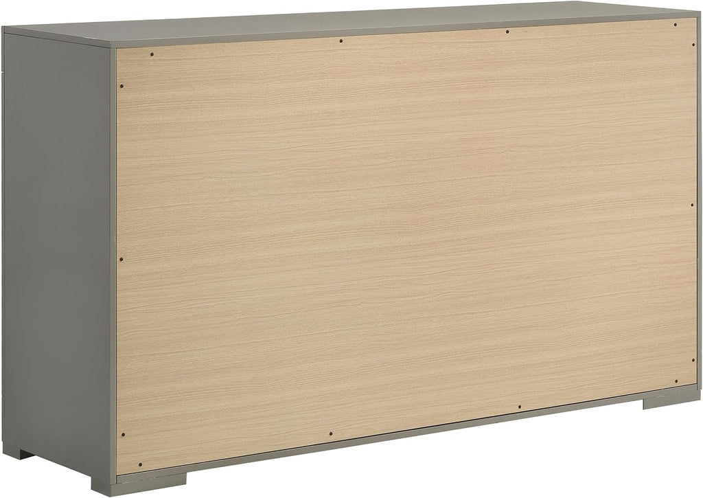 Coaster Home Furnishings Ives Contemporary 5-Piece Bedroom Set Queen Size LED Panel Bed Frame 57-inch Headboard Grey High Gloss 224971Q-S5