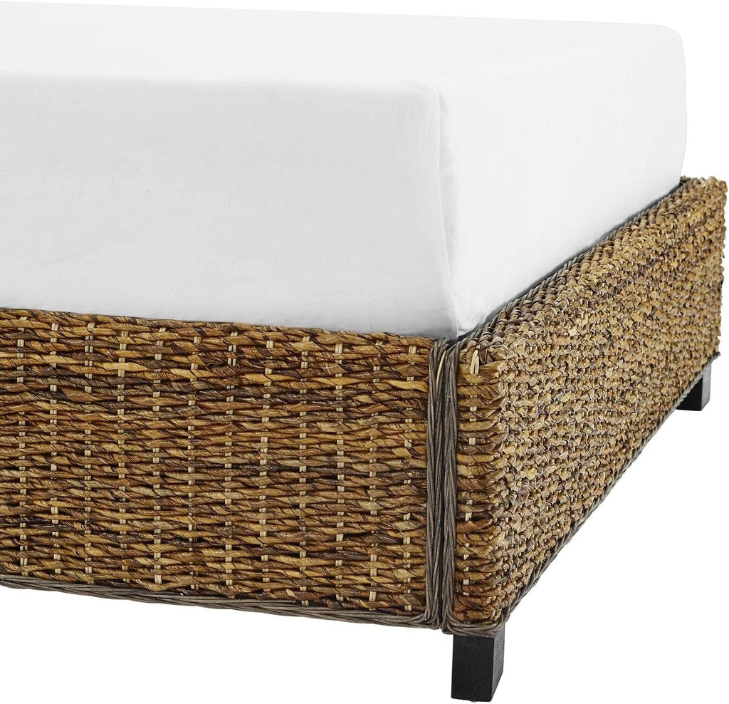 HomeStock Lakeside Living Bed Set, Queen Size, Natural, Steel, Wood Finish Banana Leaf - 86' L x 66.75' W x 52.75' H