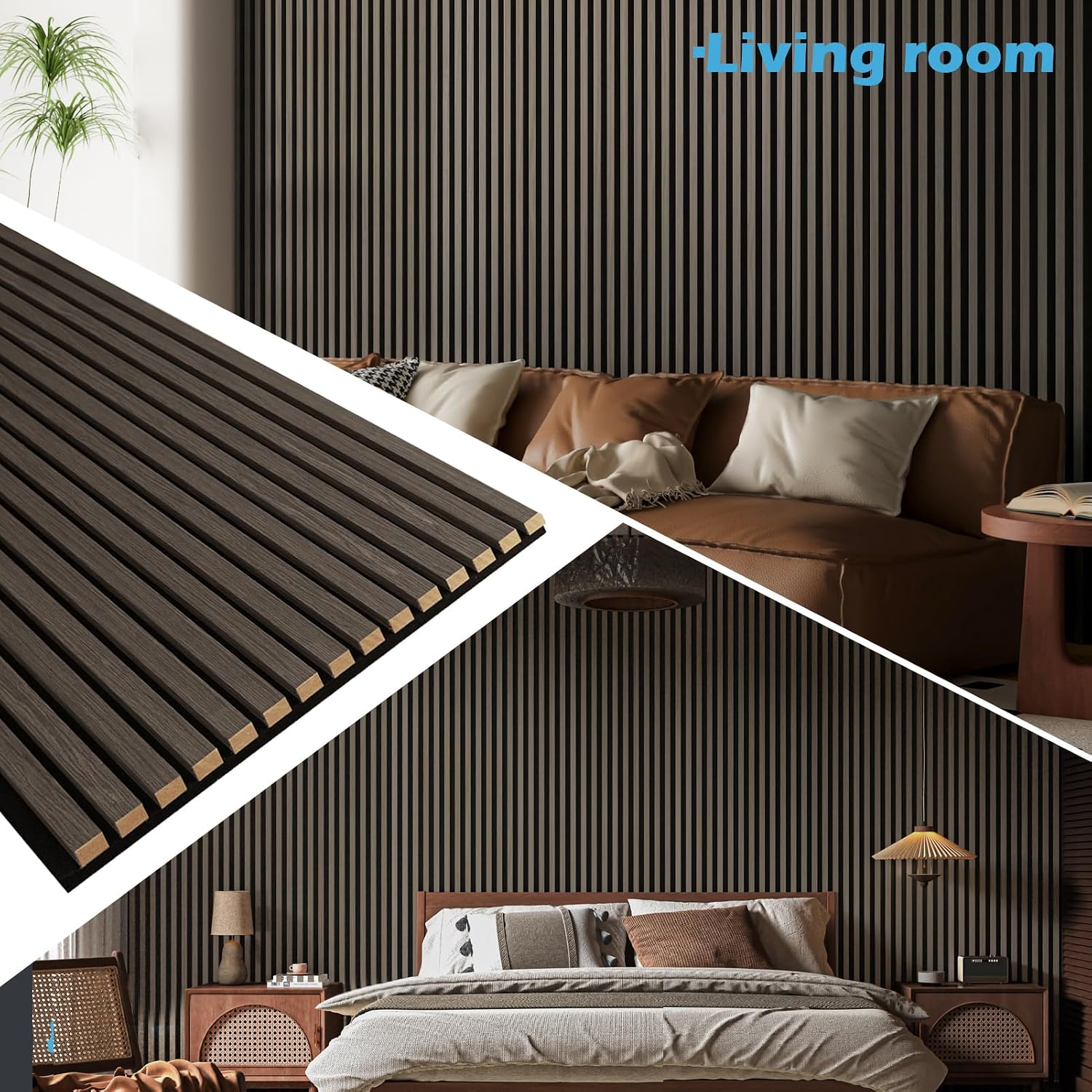Art3d 2-Pack 94.5' x 24' Acoustic Wood Panels for Wall, 31 sq.ft Soundproof Wood Slat Panels, 3D Fluted Sound Absorbing Paneling for Interior Wall Decor, Living Room, Bedroom - American Walnut
