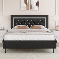 BarnFurin Full Size Bed Frame with Tufted Button Headboard, Upholstered Platform Bed Frame with Diamond Design, Wood Slat Support, No Box Spring Needed, Easy Assembly, Black