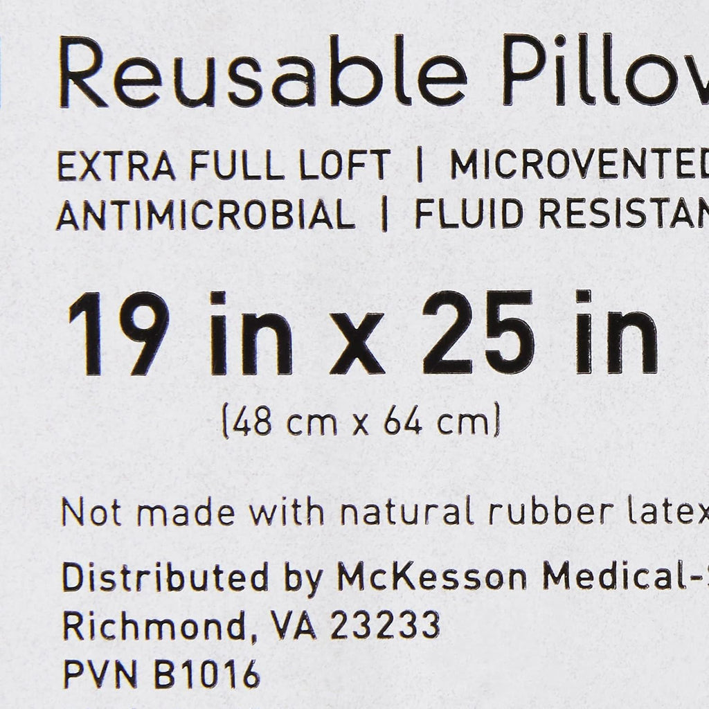 McKesson Medical Pillow [12 Count] Reusable Hospital Bed Pillows, Vinyl Cover, Fluid Moisture and Stain-Resistant, White, 19 in x 25 in