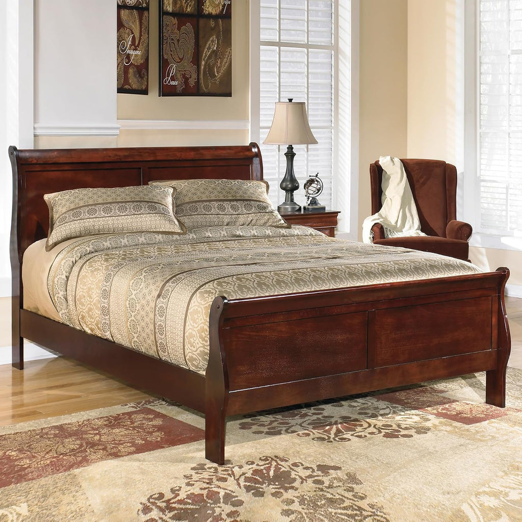 Signature Design by Ashley Alisdair Traditional California King Sleigh Bed, Foundation or Box Spring Needed, Dark Brown