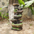 YZM 37.4' H 6-Tiers Cascading Rock Outdoor Water Fountain with LED Lights Outdoor Fountains and Waterfalls for Garden Patio Yard Deck Decor with Natural Stone Look