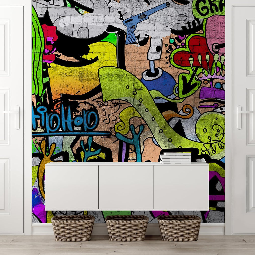 wall26 Colorful Graffiti Large Wall Mural, Removable Peel and Stick Wallpaper, Home Decor - 120x96 inches