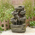 Bumilgar 6-Tier Cascading Rock Water Fountain Outdoor Garden Waterfall Decor for Garden, Patio, Backyard, Deck, Porch and Home Art Decor,24.4' H Outdoor Fountain with Lights