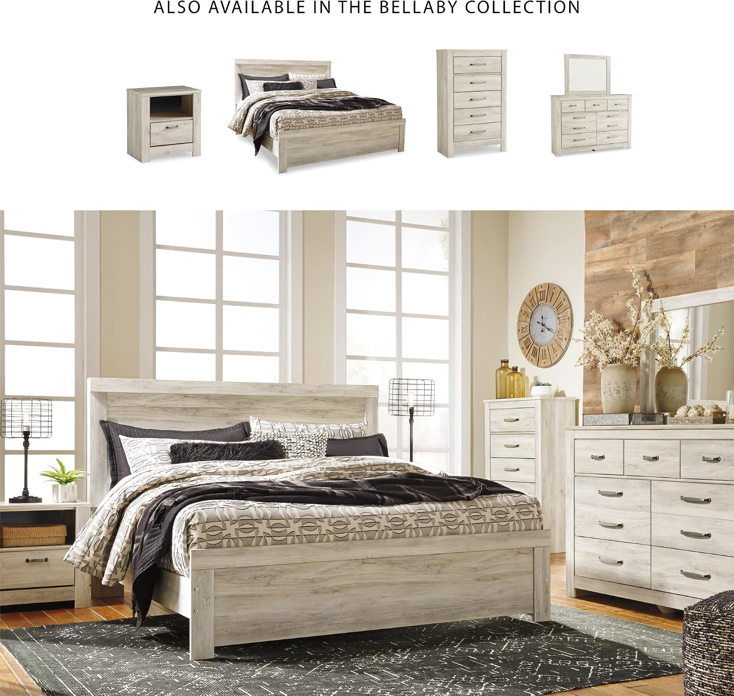 Signature Design by Ashley Bellaby Farmhouse 7 Drawer Dresser, Whitewash