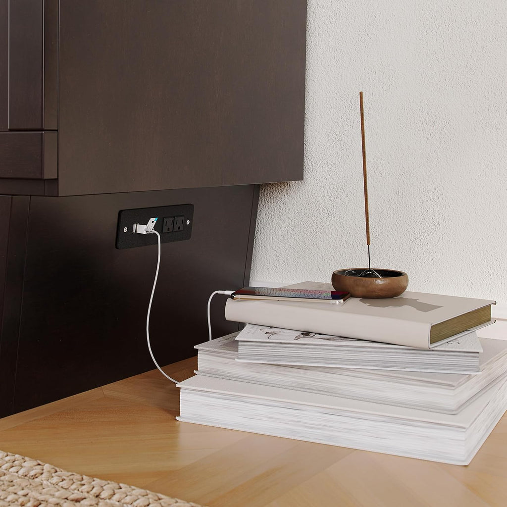 AFI, Nantucket Twin Murphy Bed Chest with Mattress, Storage Drawer and Built-In USB Charger, Espresso