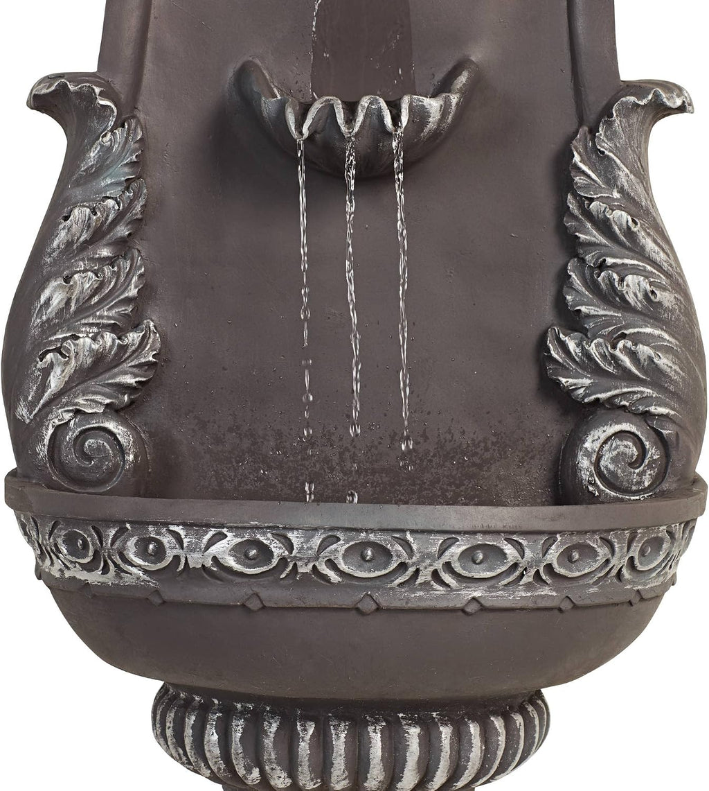San Pablo Ornate 33' High Large Italian Indoor Outdoor Decor Gray Resin Wall Fountain Tiered Waterfall Basin Water Feature for Outside Garden Patio Yard Backyard Porch Deck - John Timberland