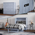 AFI, Northfield Murphy Bed Chest Twin XL with 6' Mattress, Storage Drawer & Built-in USB Charger, Driftwood