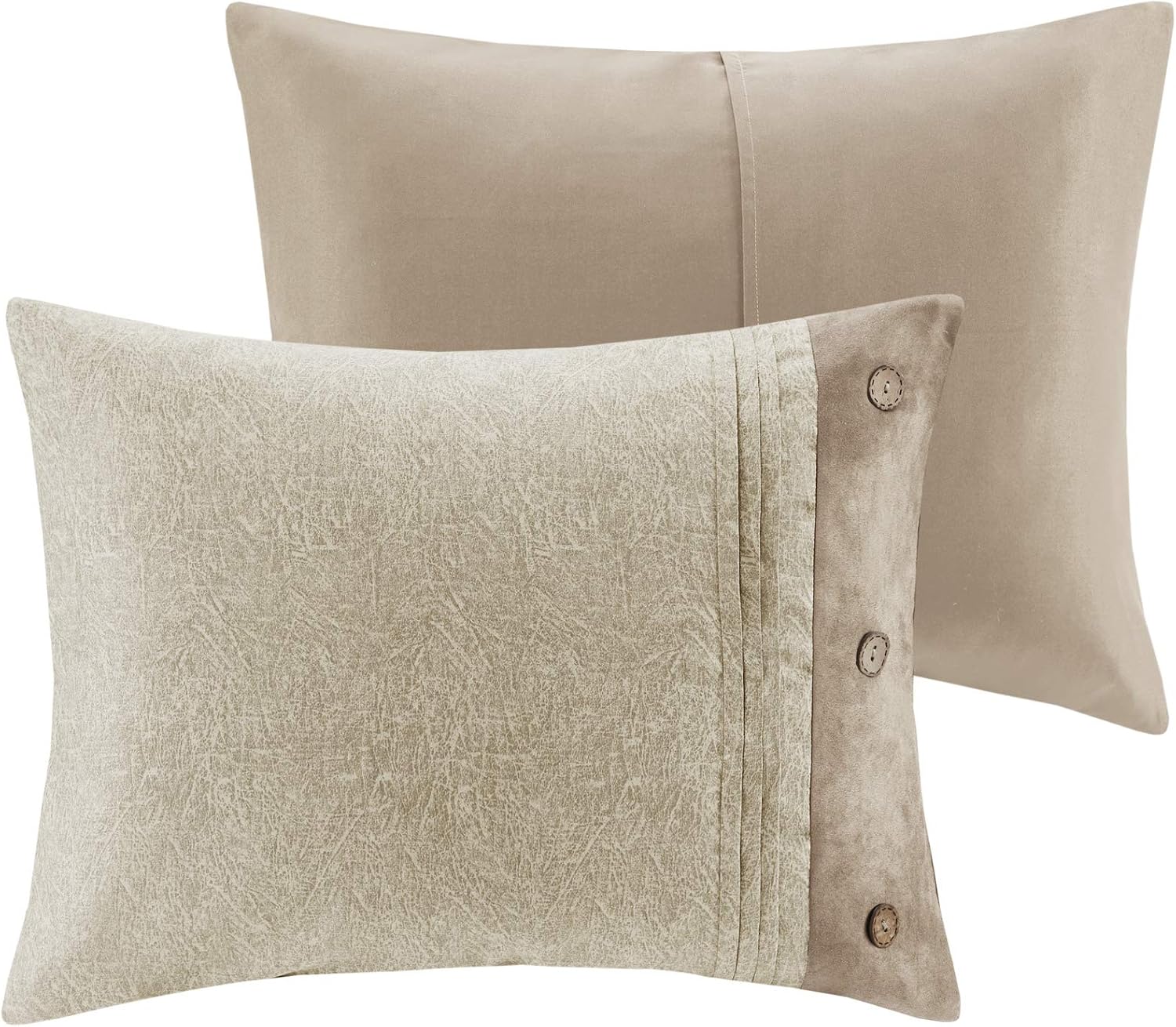 Madison Park Boone Cozy Comforter Set, Faux Suede, Deluxe Hotel Styling All Season Down Alternative Bedding Matching Shams, Decorative Pillow, California King (104 in x 92in), Rustic Tan 7 Piece