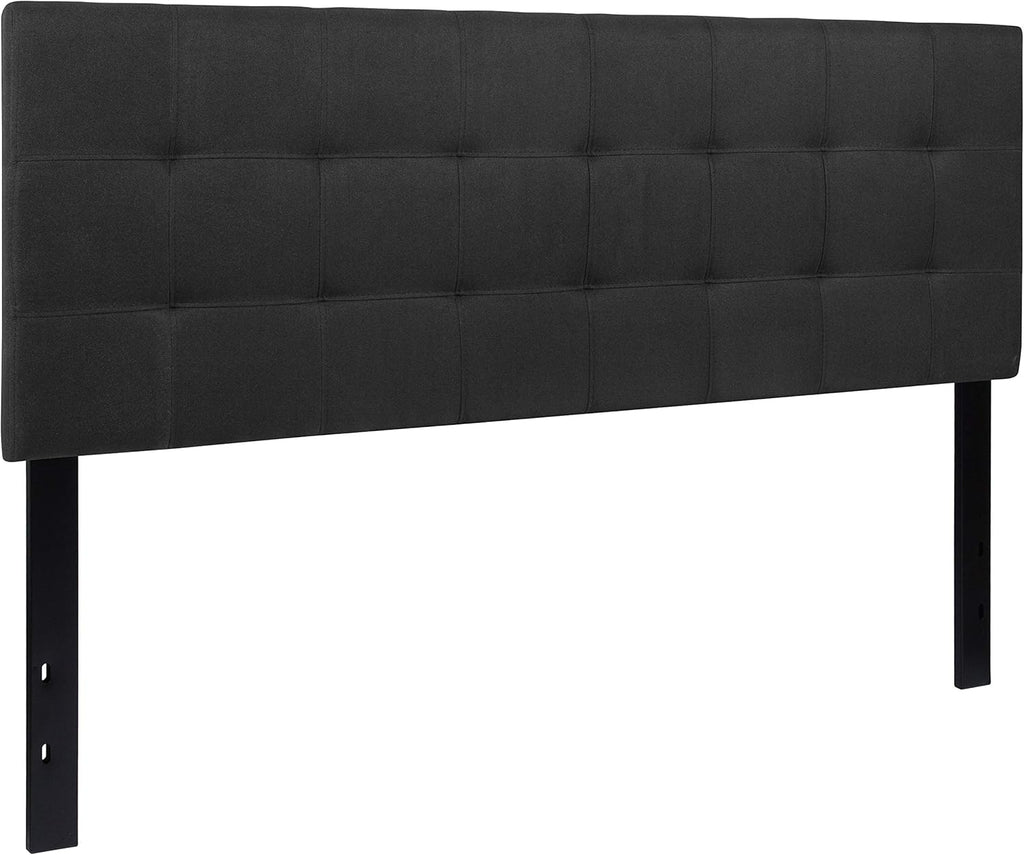 Flash Furniture Bedford Tufted Upholstered Headboard for Queen Size Bed, Contemporary Fabric Tufted Headboard with Adjustable Height, Black