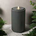 23.22' H Outdoor Water Fountain Made with Eco-Friendly Recyclable Materials, Polyethylene Round Bubbler Water Fountain Outdoor, Garden Decor with LED Light for Patio, Porch, Backyard