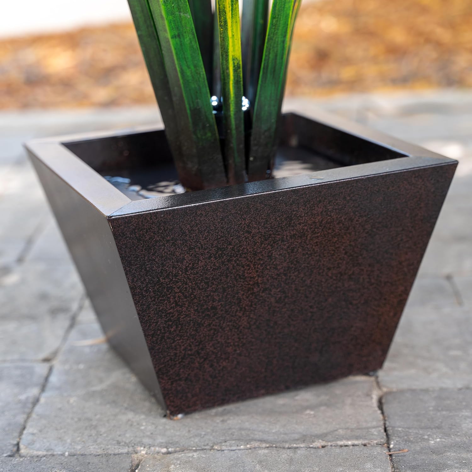 XBrand 39-Inch Freestanding Sculptural Metal Multi-Tier Flower Water Fountain with LED Lights, Multicolored